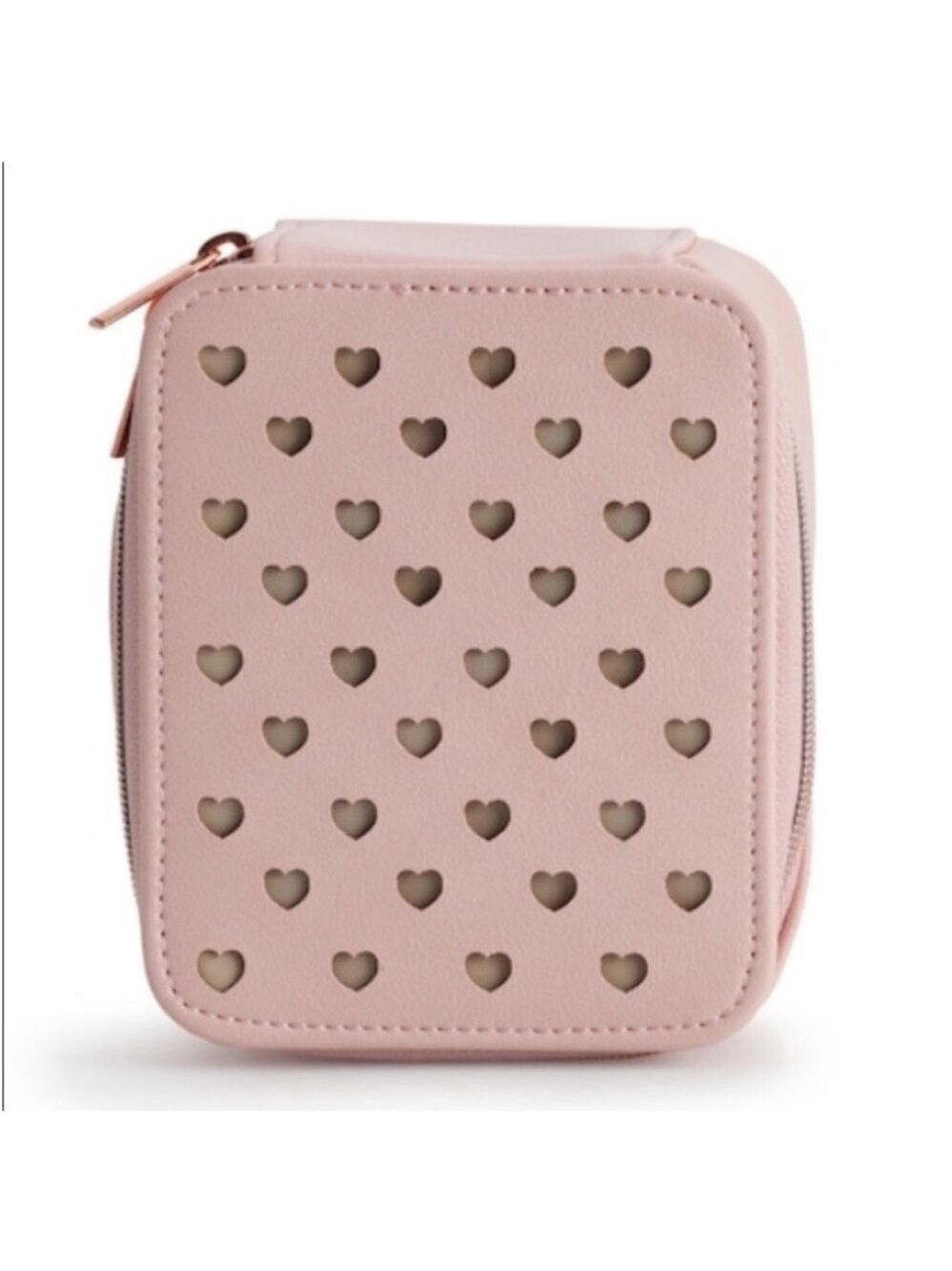 Lauren Conrad Travel Jewelry Box peachy pink with rose gold zipper - Picture 12 of 13